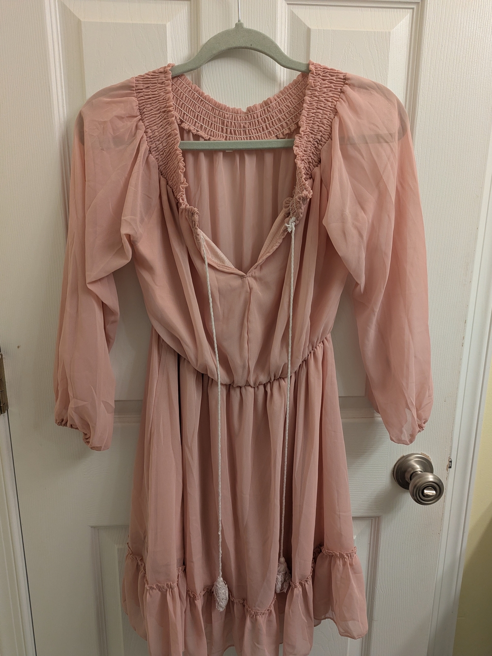 Smocked Neck Blush Pink Women’s Dress
